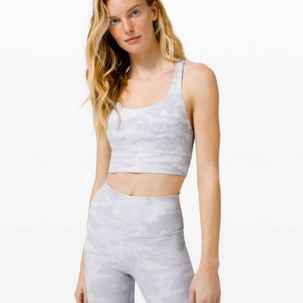 Lululemon Energy Bra Long Line Medium Support Incognito Camo Jacquard Size 4